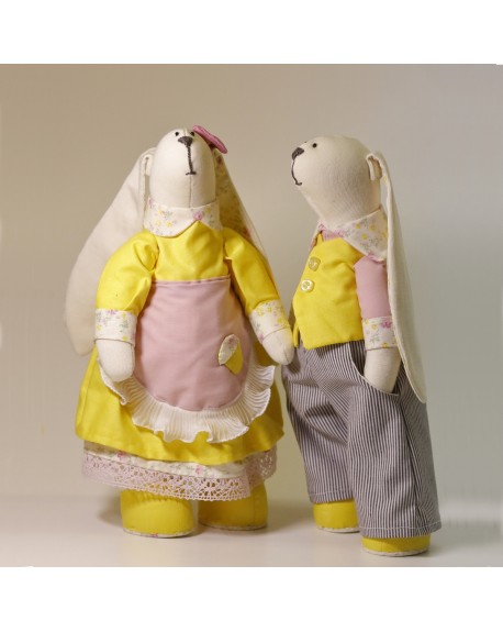 Mr and Mrs Hare - Handmade Dolls