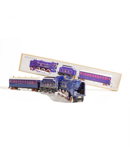 Tin Wind-up Blue Train with 2 Wagons